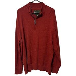 Eddie Bauer Sweater Men XXL  Cashmere Blend Mock Neck 1/4 Zip Seattle USA
